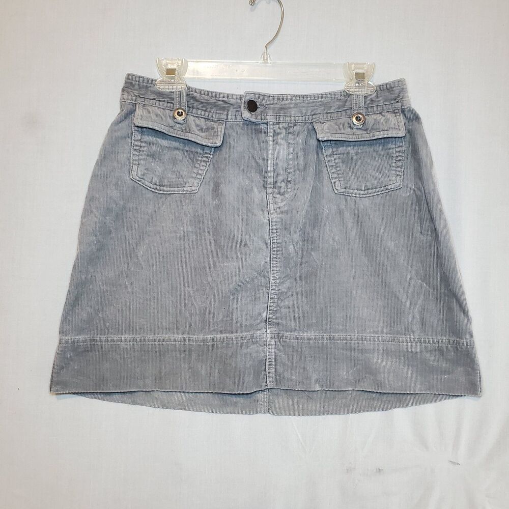 Patagonia Skirt Womens Sz 10 Gray Corduroy Mini Pockets Organic Cotton Casual